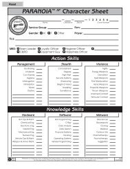 Paranoia XP Character Sheet v1.0 - ESG Labs