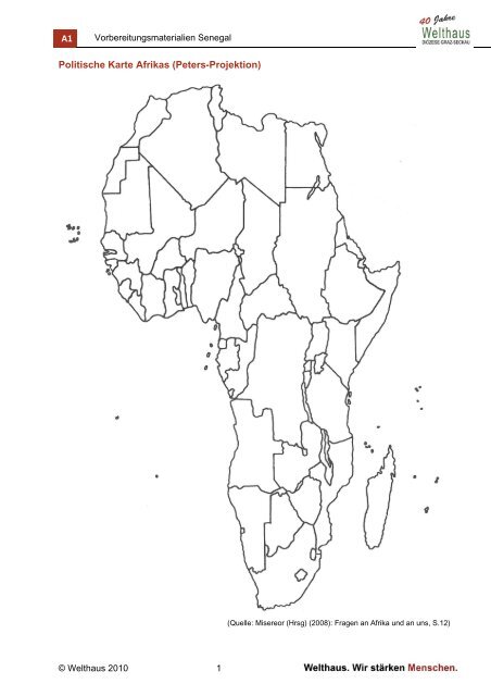 Politische Karte Afrikas (Peters-Projektion) - Welthaus Graz