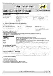 safety data sheet 01020 bleach concentrate - Trust Hygiene Services