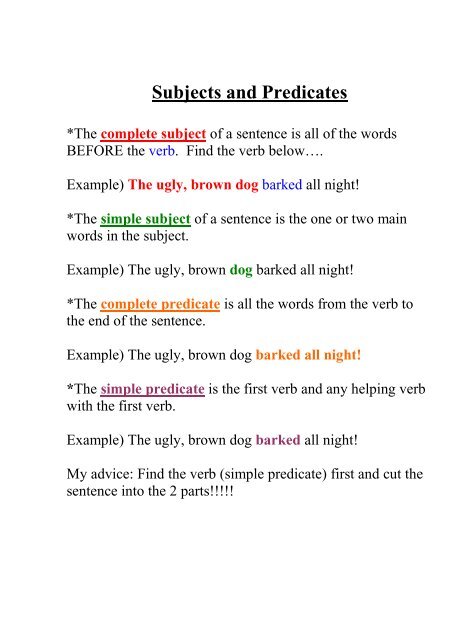 Recognizing Subject And Predicate