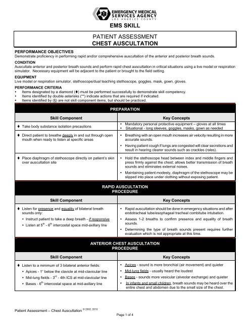 PA - Patient Assessment - Chest Auscultation