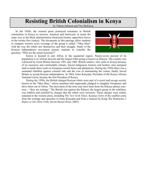 Resisting British Colonialism in Kenya - Hofstra People