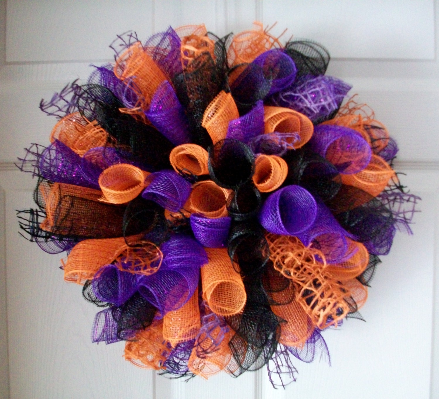 Halloween Spiral Deco Mesh Wreath by ADoorableCreations05 on Etsy