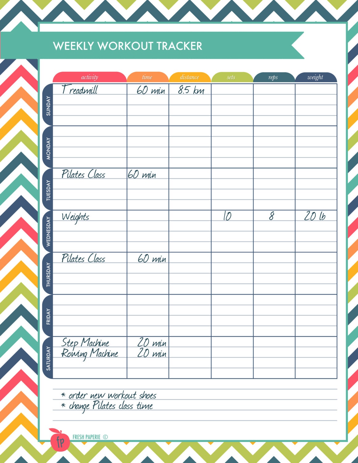 6 week weight loss tracker template - tolfspanish