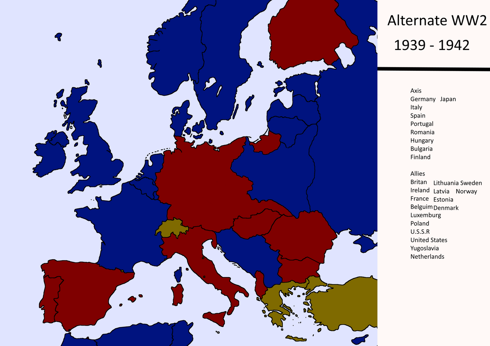 Printable Map Of Europe Ww2