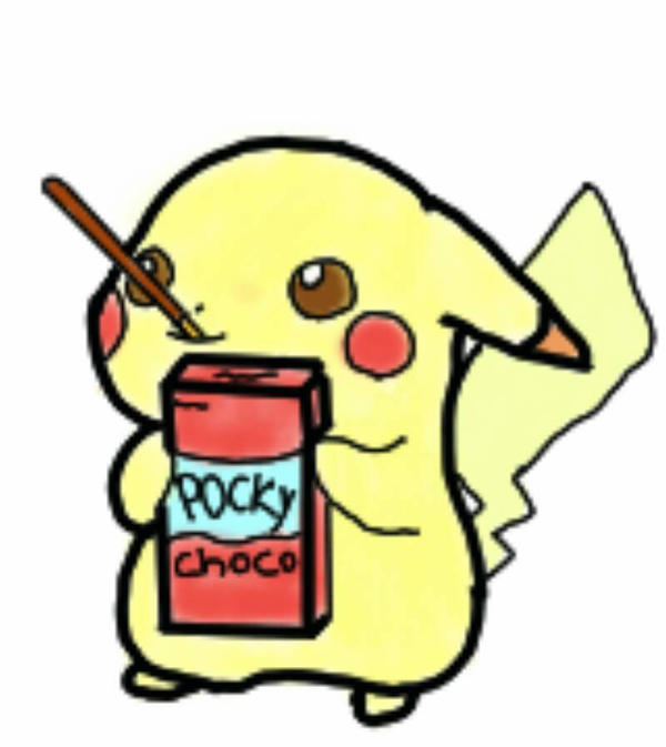 Pikachu loves pocky by TAWFC on DeviantArt