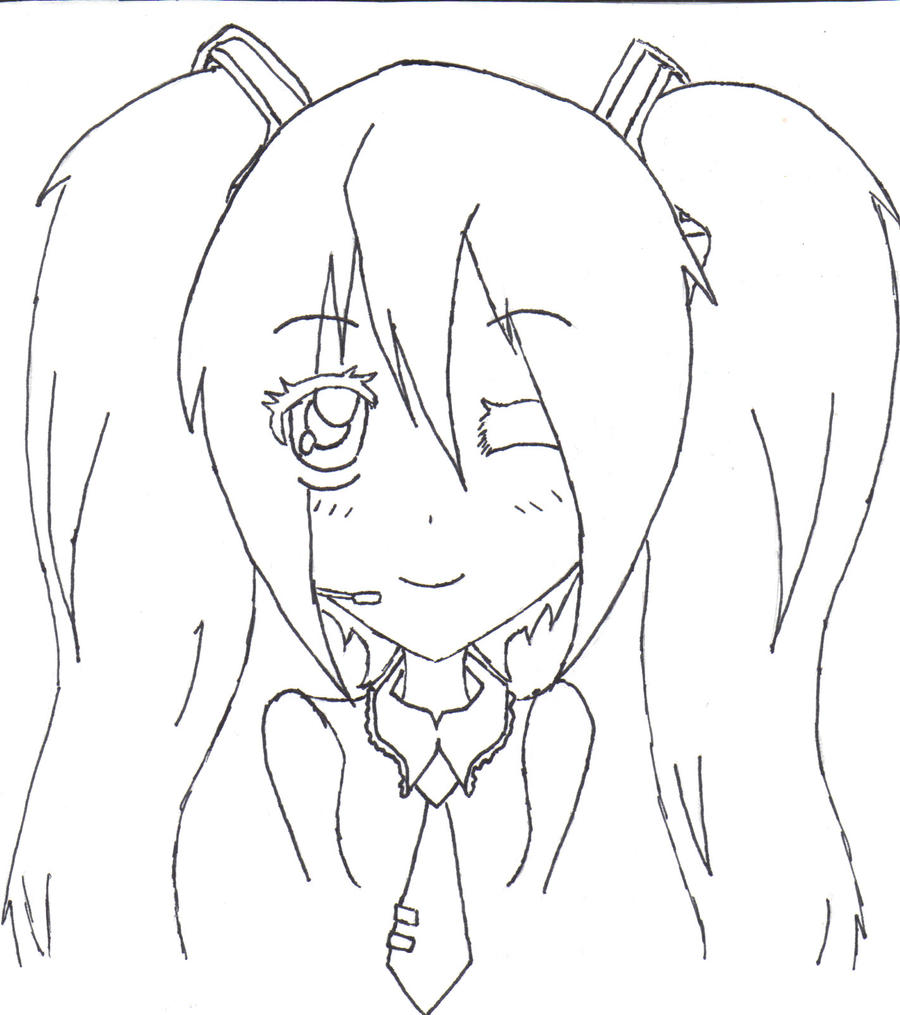 Hatsune Miku Lineart by PandieDemonia on DeviantArt