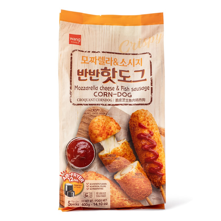 Wang Mozzarella Cheese and Fish Sausage Corn Dog, Frozen