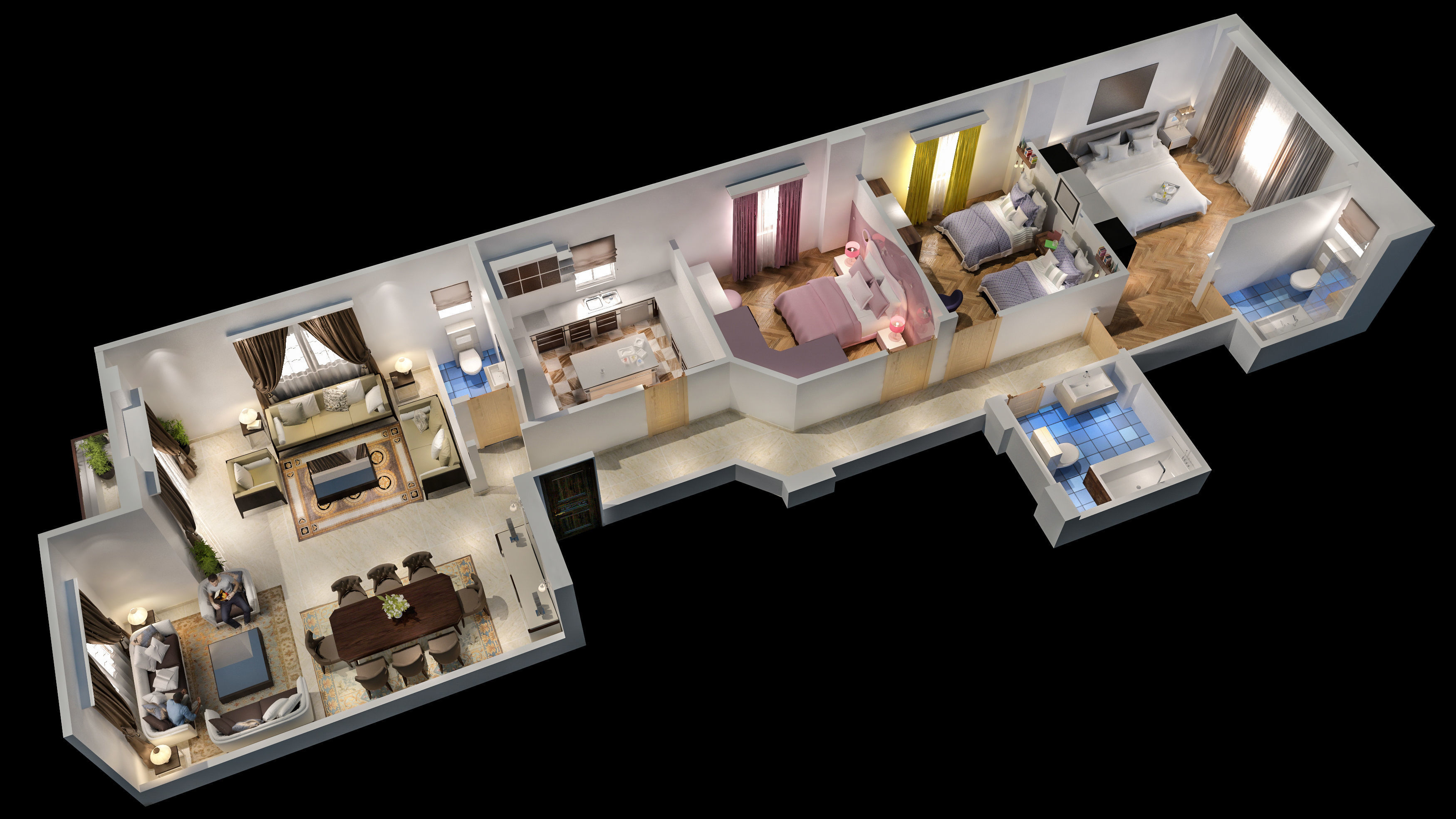 rigged appartement 3d floor plan CGTrader