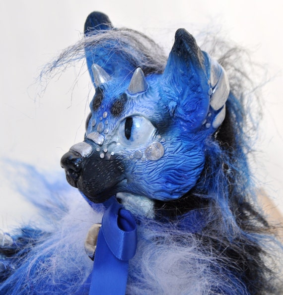 30% OFF Blue and Black 'Dragon Fox' Handmade and by Magweno