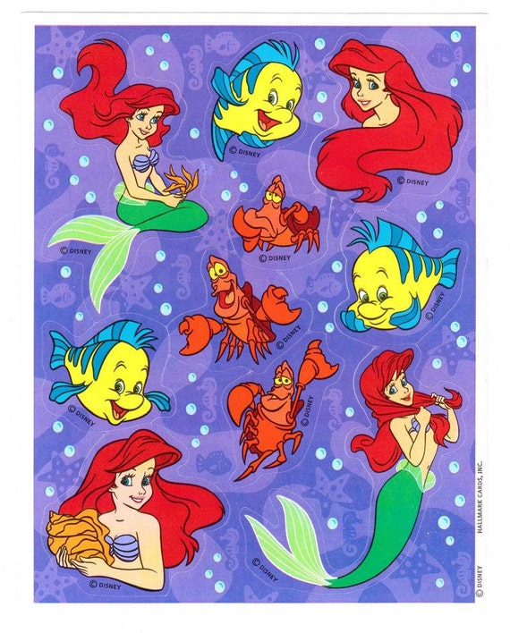 Disney's The Little Mermaid Sticker Sheet Vintage 90's