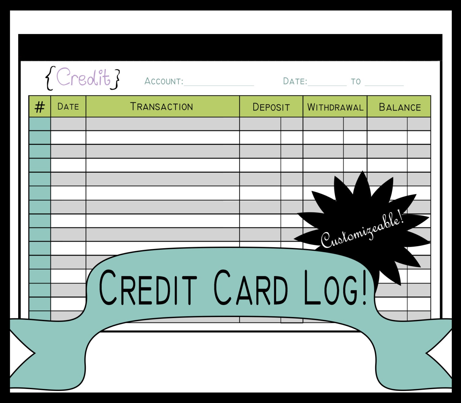 Credit Card Log Template