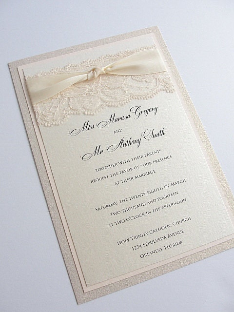 Lace Wedding Invitation Lace Weddng Invite Wedding