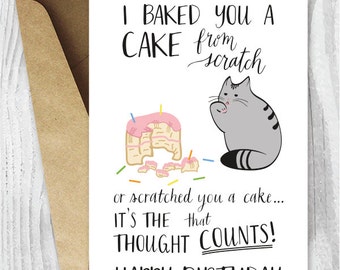 Birthday Card from the Cat Printable Funny by MiumiCatPrintables