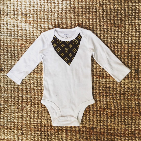 Newborn iBabyi iLouisi iVuittoni LV Inspired Scarf Onesie Bodysuit