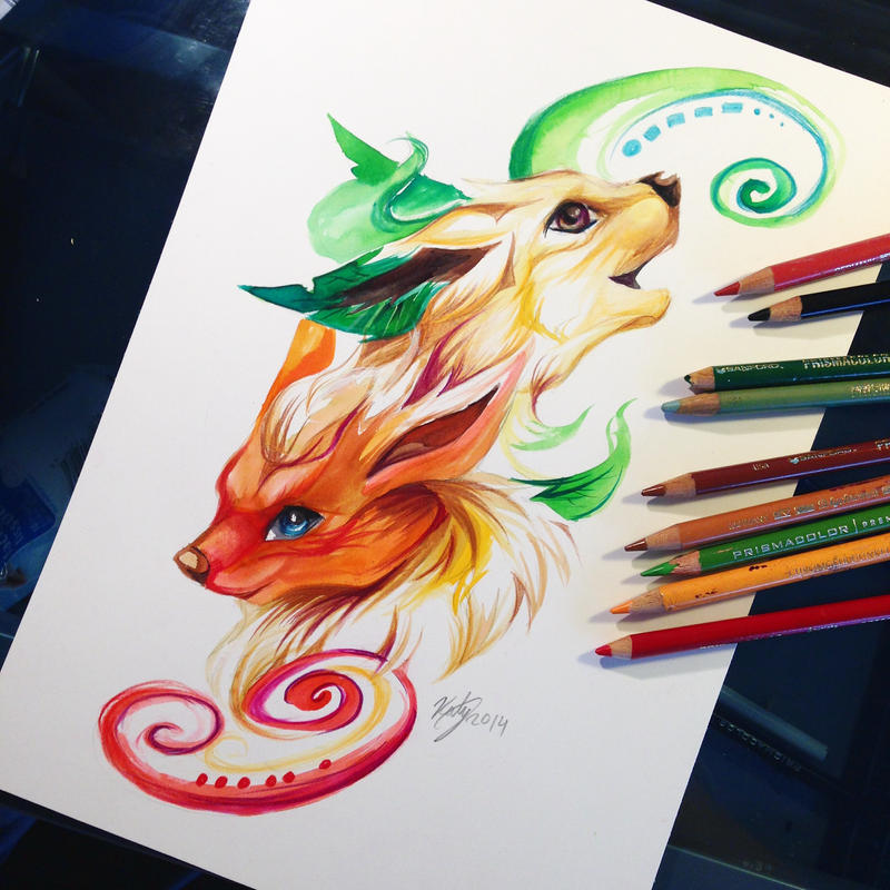 Flareon and Leafeon by Lucky978 on DeviantArt