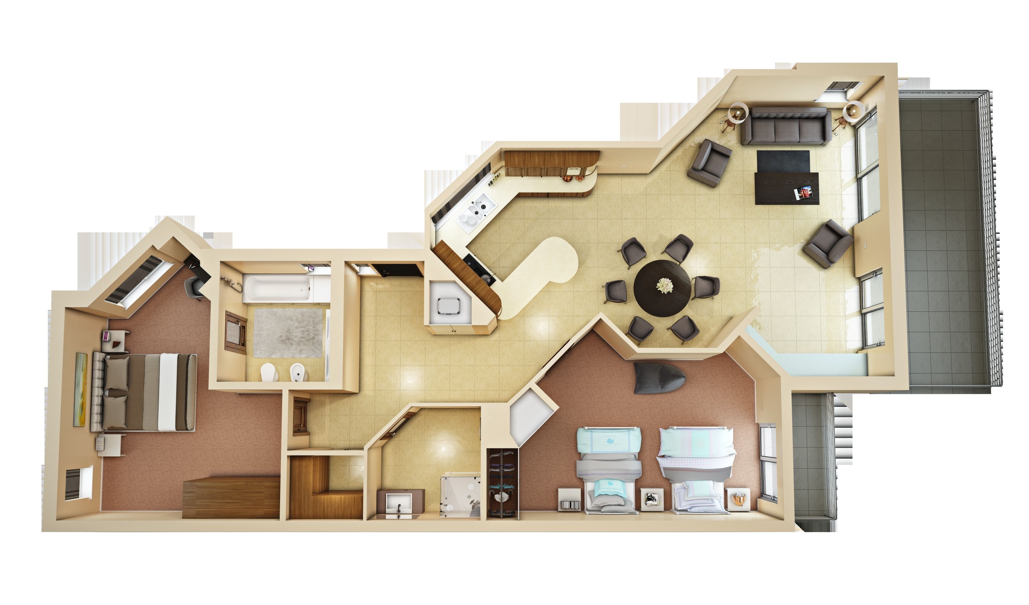 3d floor plan 4 3D Model MAX