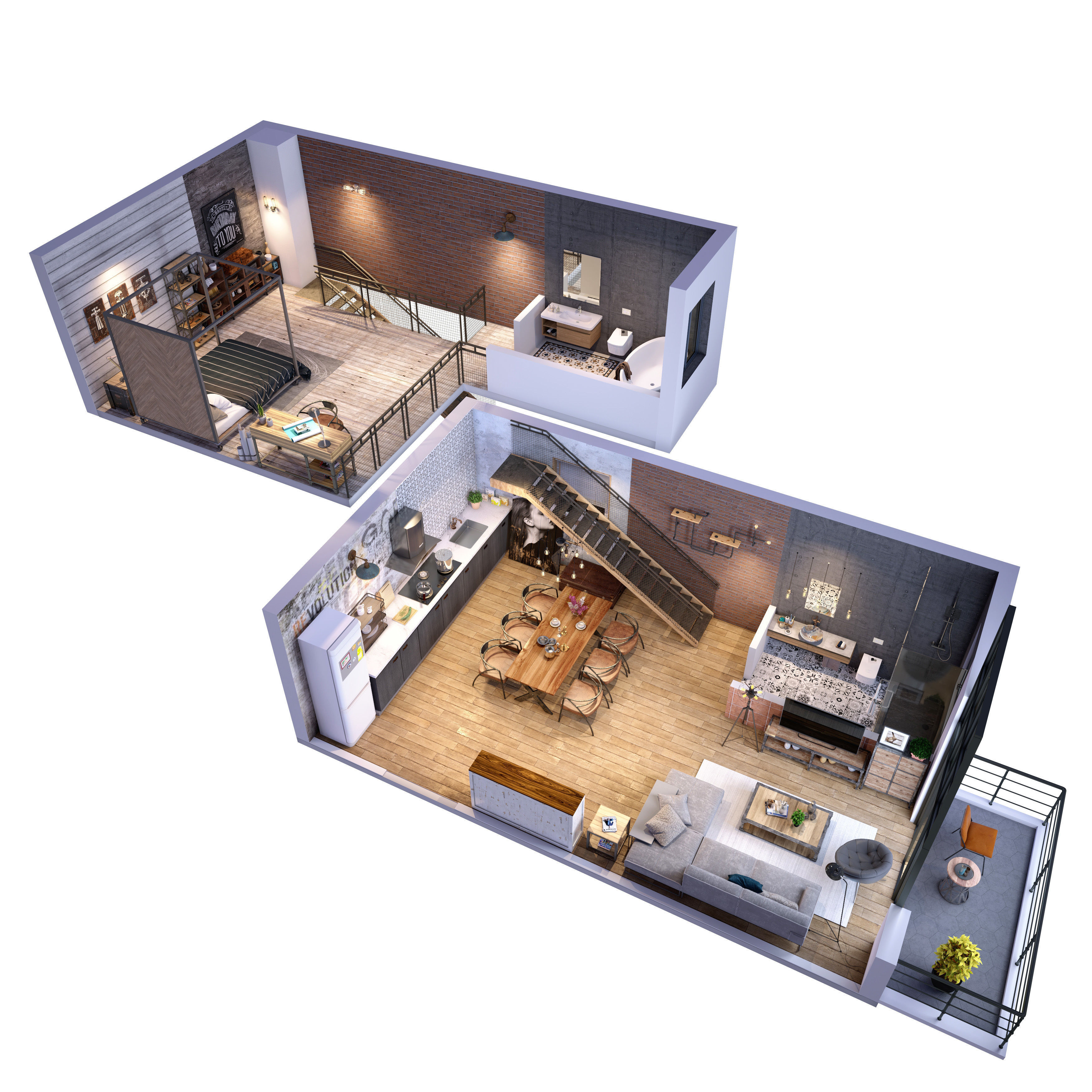 Loft apartment 3D model CGTrader