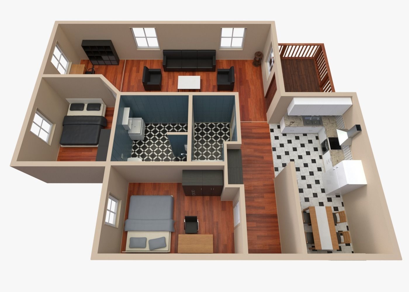 3D House Floor Plan 2 CGTrader