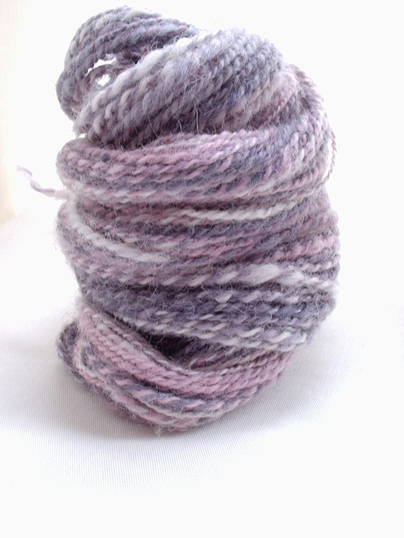 Handspun Yarn - Pink Lady Writes Purple Prose - Hand dyed, Alpaca 2 ply 2oz