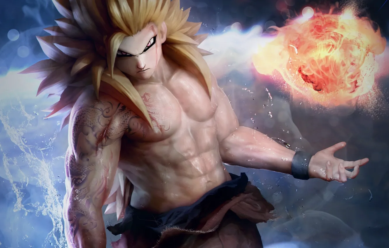 Wallpaper light, fire, flame, game, anime, water, power, man, tatoo ...