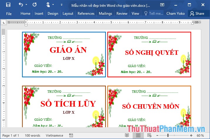 Các Mẫu Nhãn Vở Đẹp Trên Word Cho Học Sinh Vào Giáo Viên