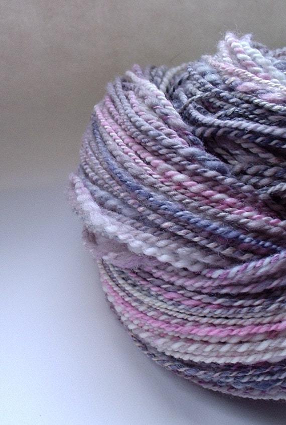 Handspun Yarn -  2 Ply - Pink Lady Writes Purple Prose  -  2 oz skein