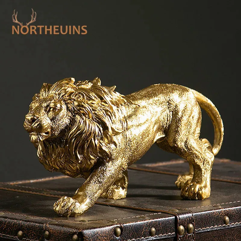 Golden Lion King Resin Figurine A Noble Animal Ornament For Home ...