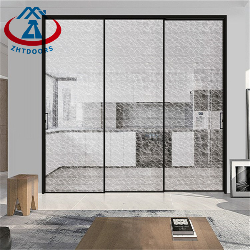 Retro Embossed Privacy Glass Narrow Edge Sliding Door