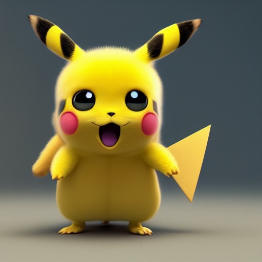 3d pikachu , cute and adorable, long fuzzy fur, Pixar render, in ...