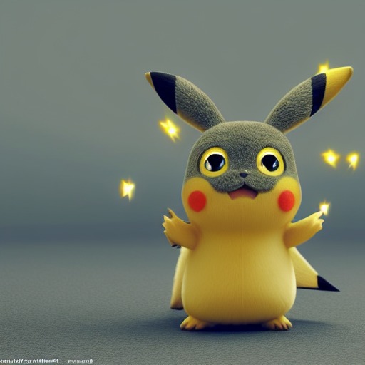 3d pikachu , cute and adorable, long fuzzy fur, Pixar render, in ...