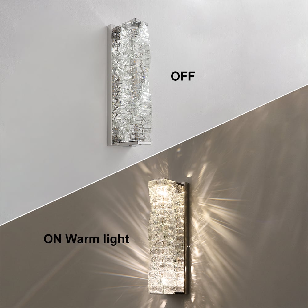 Modern Chrome Crystal  Clear LED Wall Sconces Silver Bedside Wall Lamp with Warm light