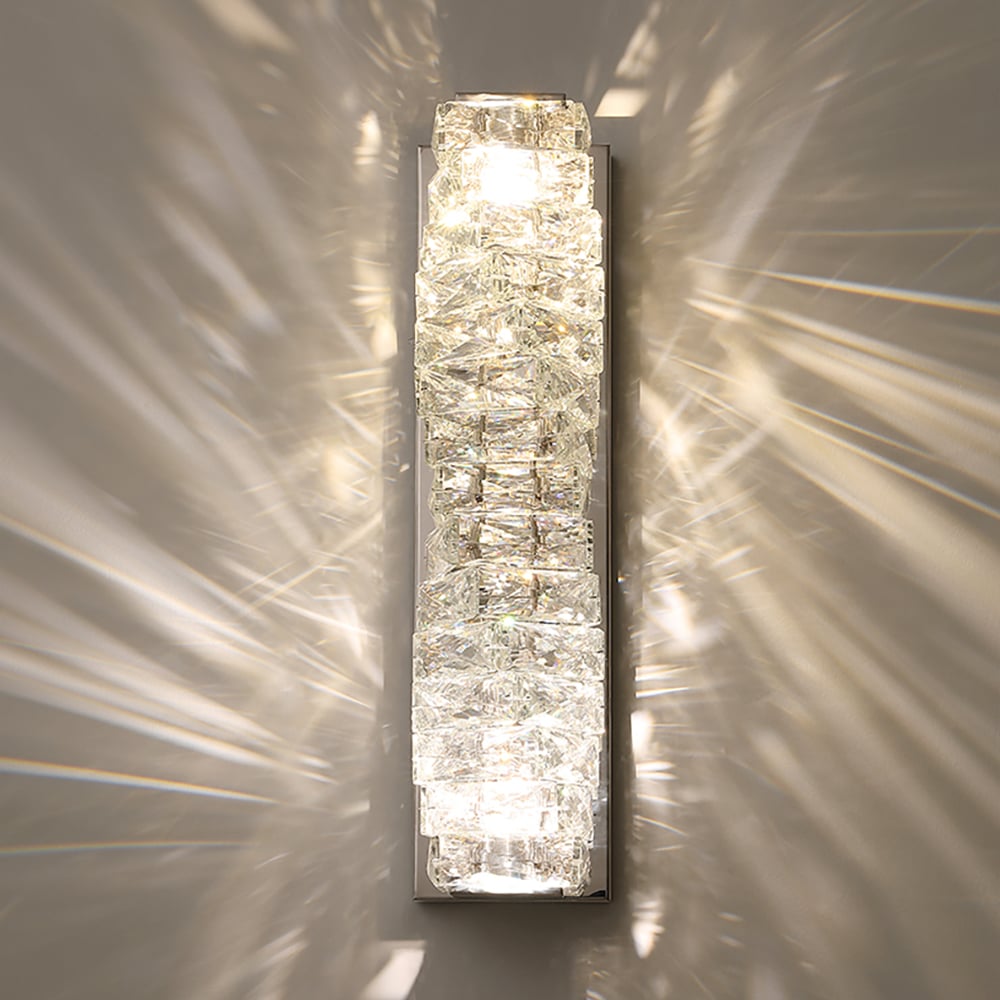 Modern Chrome Crystal  Clear LED Wall Sconces Silver Bedside Wall Lamp with Warm light