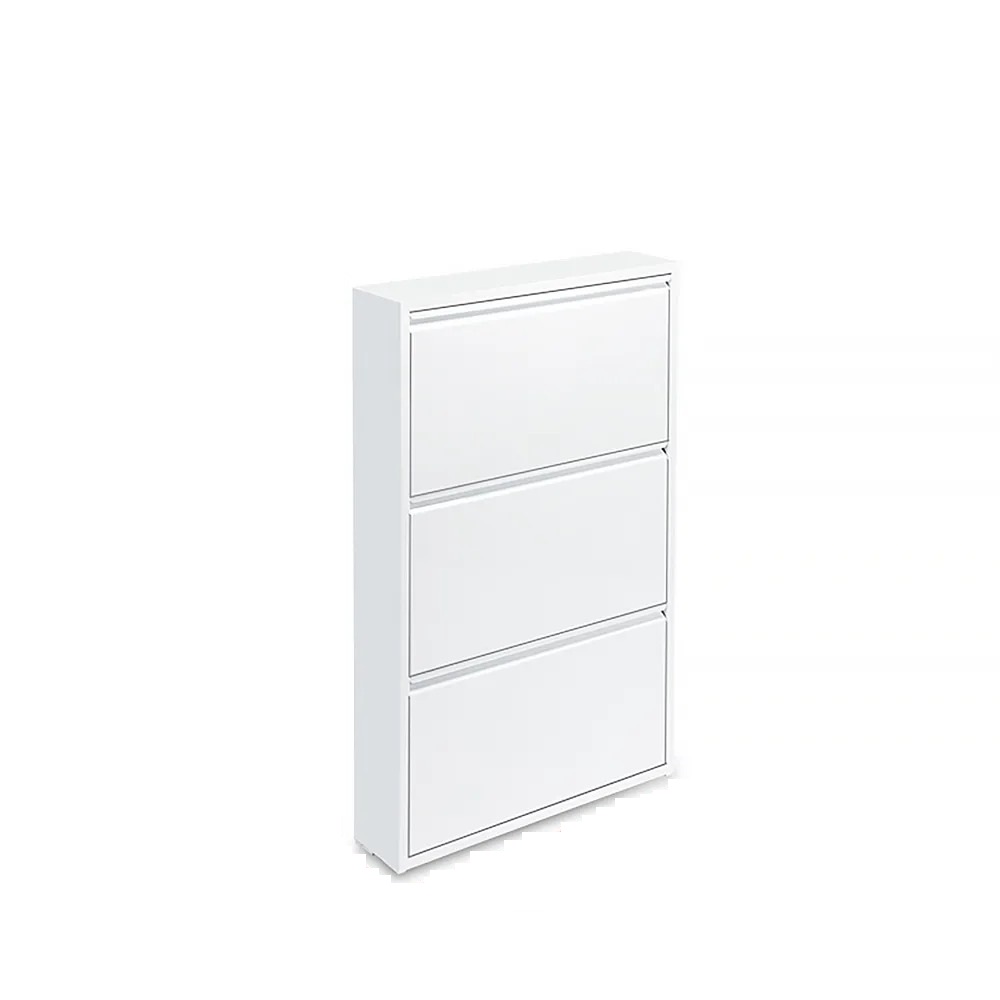 Narrow shoe rack with 3 levels, wall mounted, in white and medium size