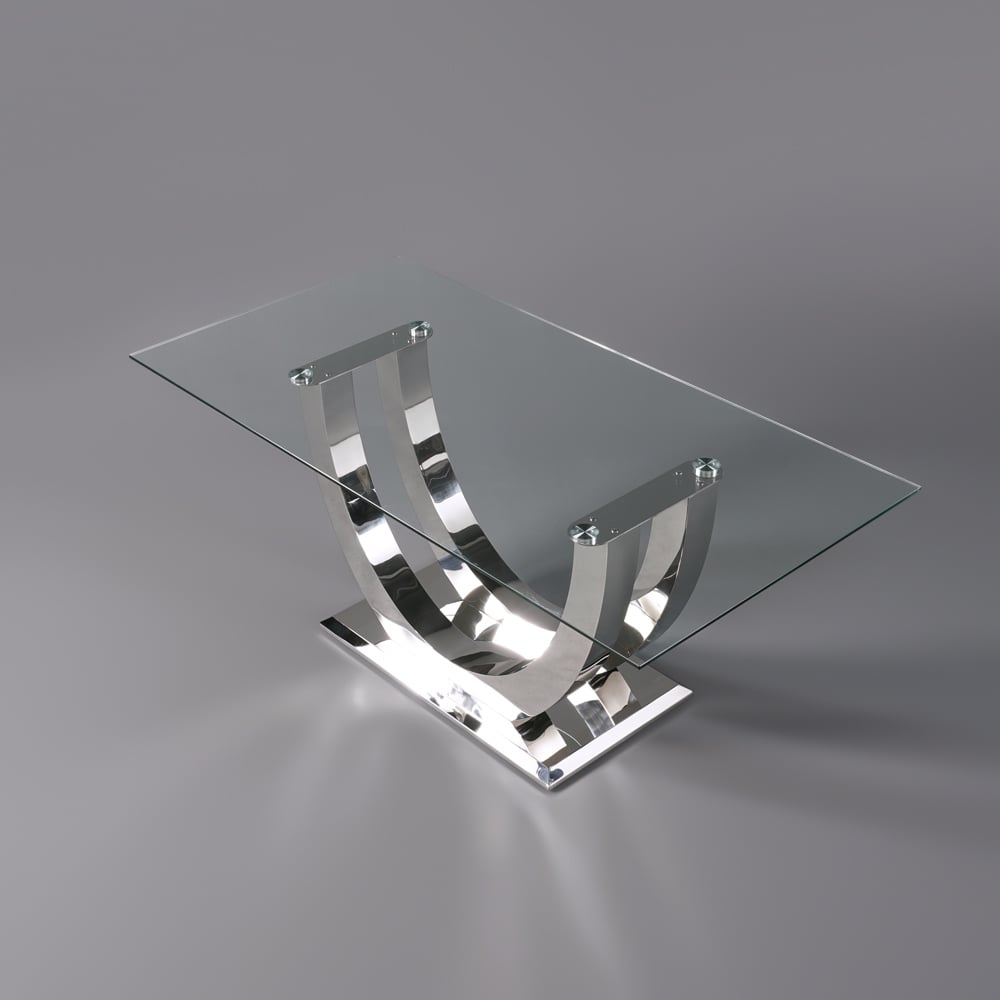 1800mm Contemporary Rectangle Tempered Glass Top Dining Table