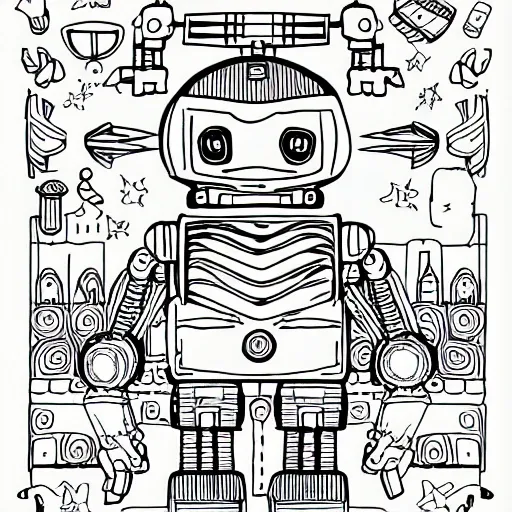 robot coloring book page - Arthub.ai