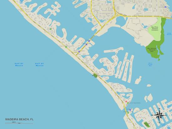 'Political Map of Madeira Beach, FL' Prints | AllPosters.com