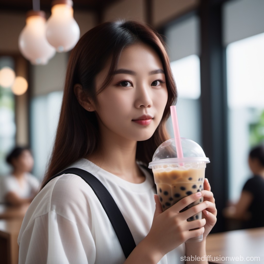 Japanese Student with Bubble Tea | Stable Diffusion Online