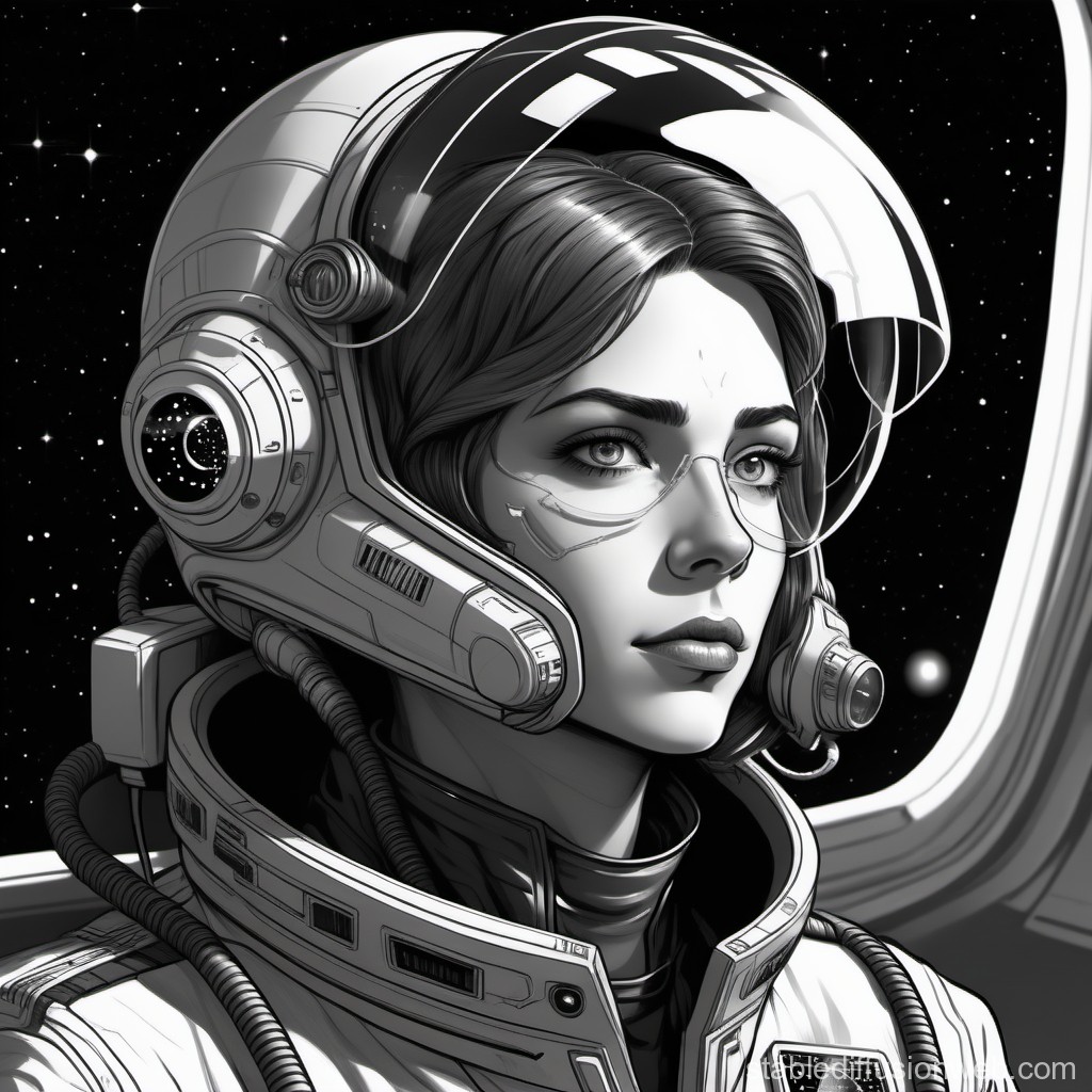 Sci-Fi Spaceship Pilot: Lineart Portrait | Stable Diffusion Online