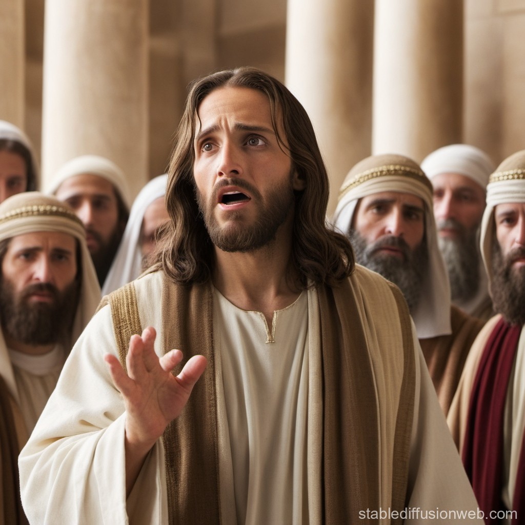 Jesus Christ Rebuking Pharisees in Temple | Stable Diffusion Online