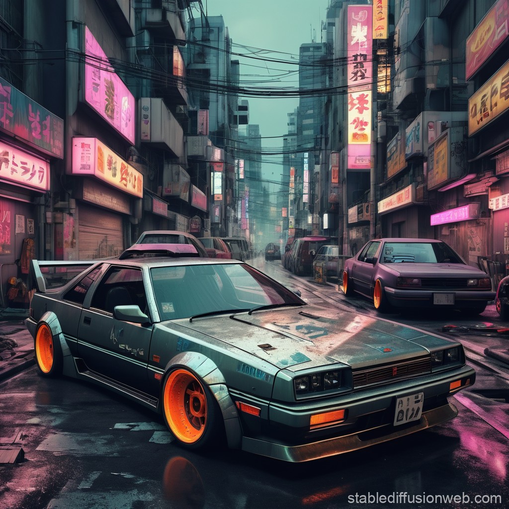 JDM Car in Cyberpunk Style