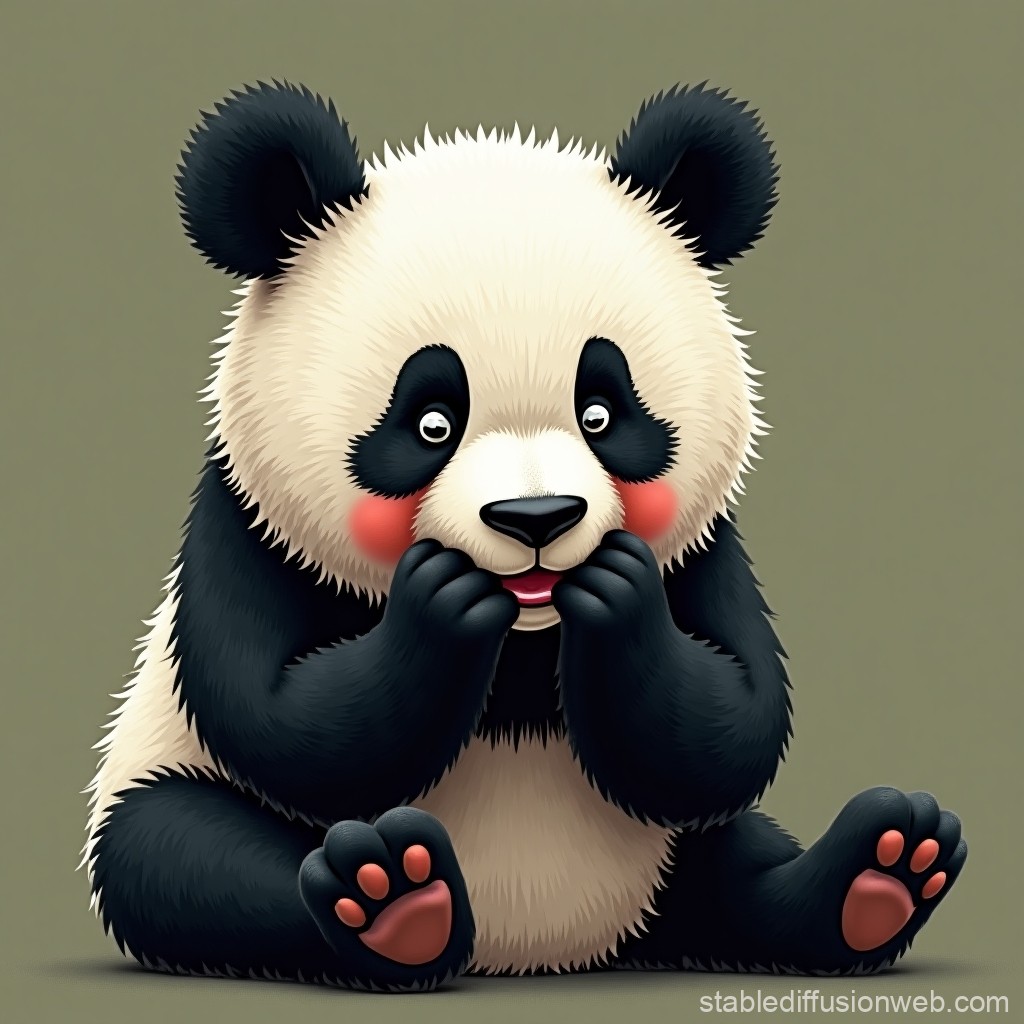 Panda bear in a sad state