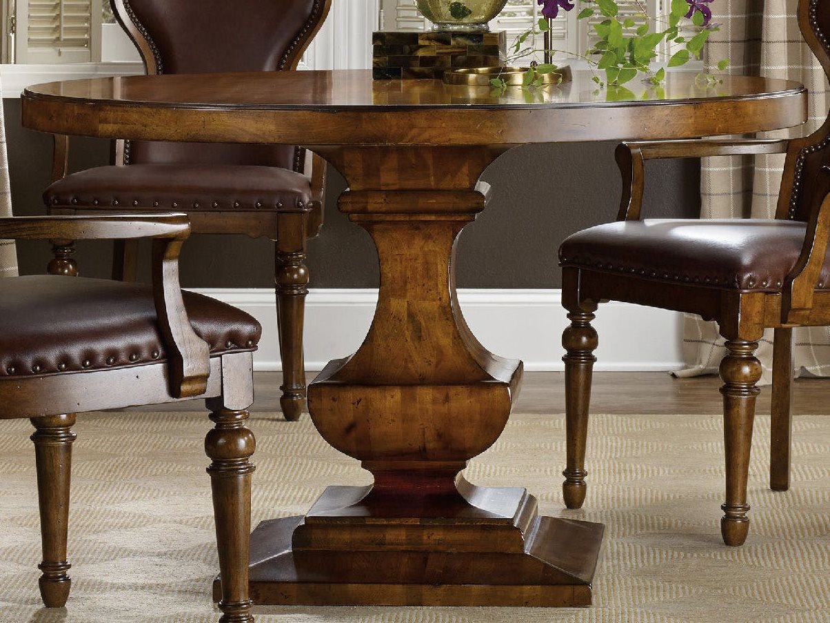 Hooker Furniture Tynecastle Medium Wood 48 Wide Round Pedestal Dining Table HOO532375203