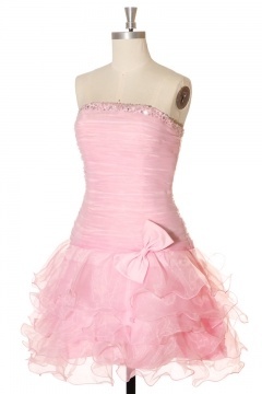 Robe de bal tutu en organza jupe mousseuse volant avec nœud papillon