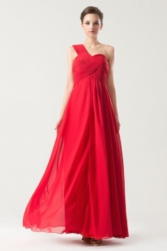 Robe de soirée 2014 rouge asymétrique empire ruchée