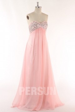 Robe de bal de promo rose longue en Tencel bustier strass