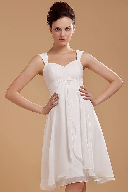 Robe de mariée simple en mousseline Empire à bretelle