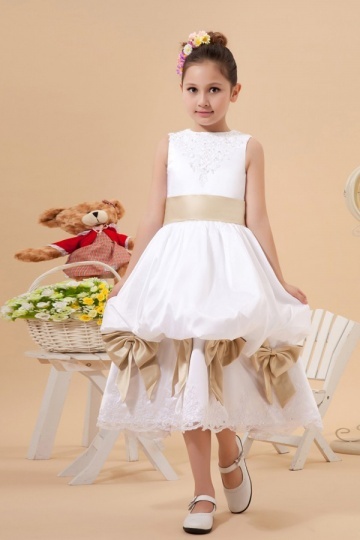 Robe cortège fille longue sans manche à noeud papillon