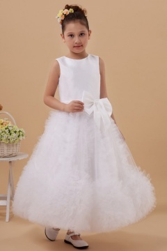 Robe de cérémonie fille à froufrou en tulle dotée d'un nœud papillon