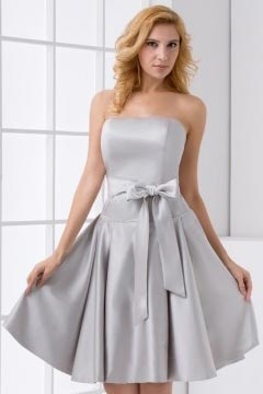 Robe argentée courte bustier ligne-A à nœud papillon